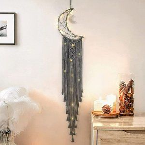 Moon Dream Catcher Macrame Wall Hanging Handmade Home Decor
